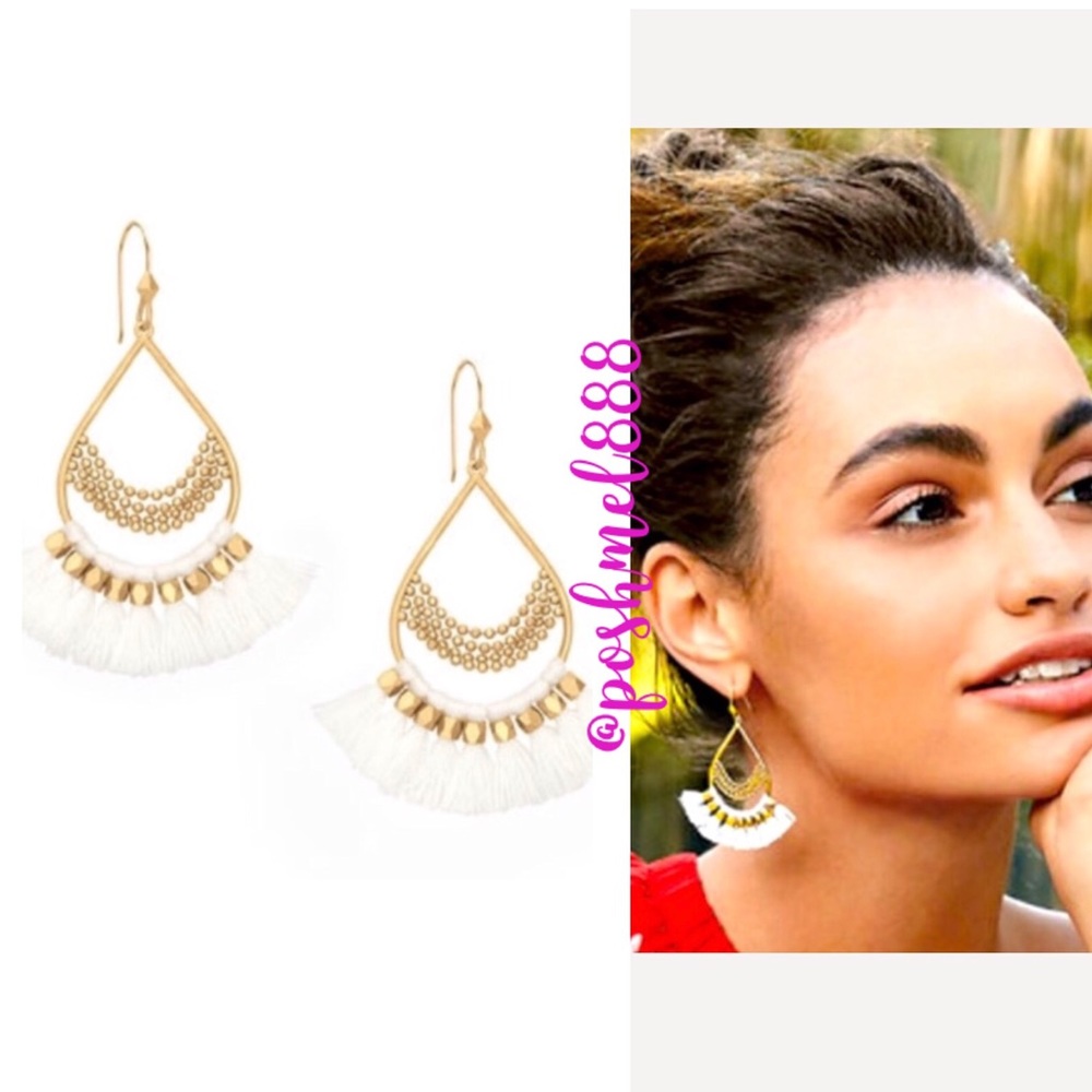 :: Stella & Dot | White Roman Chandelier Fringe Earrings Retired